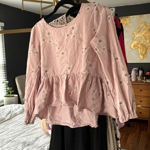 Pink peplum Hi low top